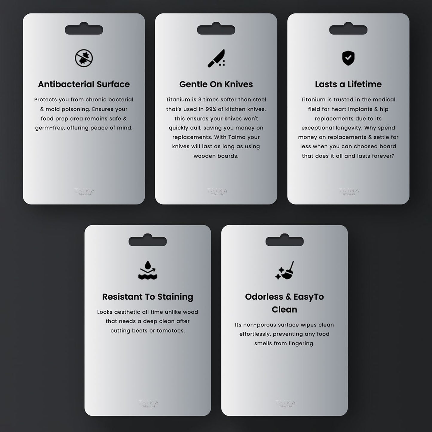 The Original Taima™ Pure Titanium Cutting Board | Non-Toxic & Antimicrobial