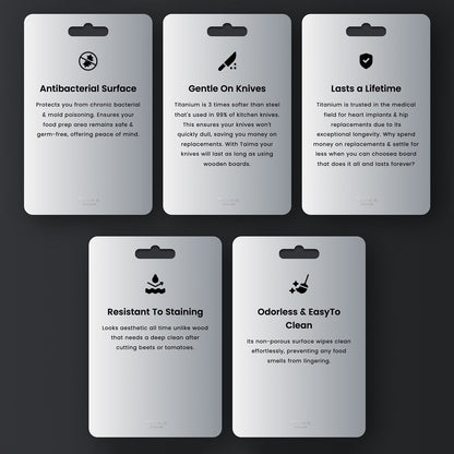 The Original Taima™ Pure Titanium Cutting Board | Non-Toxic & Antimicrobial