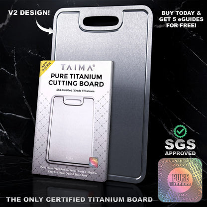 Certified Taima® Pure Titanium Cutting Board - V2 Updated Design